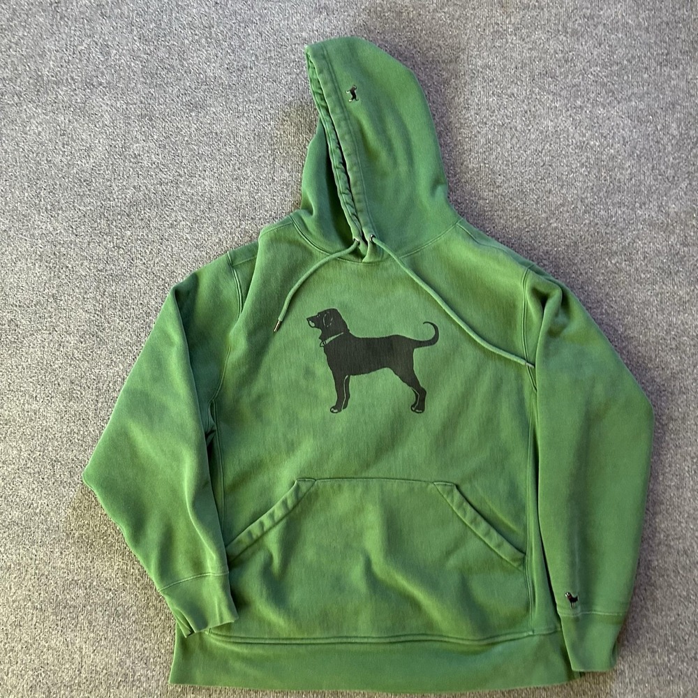 The Black Dog Hoodie Mens XL Green Fleece Pullover Dog Graphic ESTD 1971 Logo